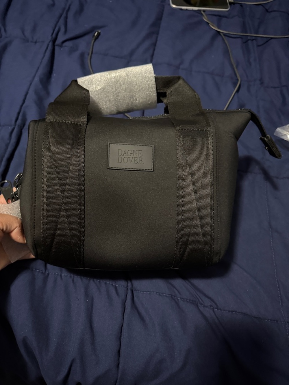 Dagne Dover  Black Neoprene Travel Organizer Bag